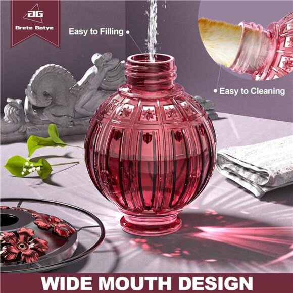 Glass Hummingbird Feeder for Outdoors Hanging,26Oz Bird Nectar Feeder with Perch - Picture 5 of 7